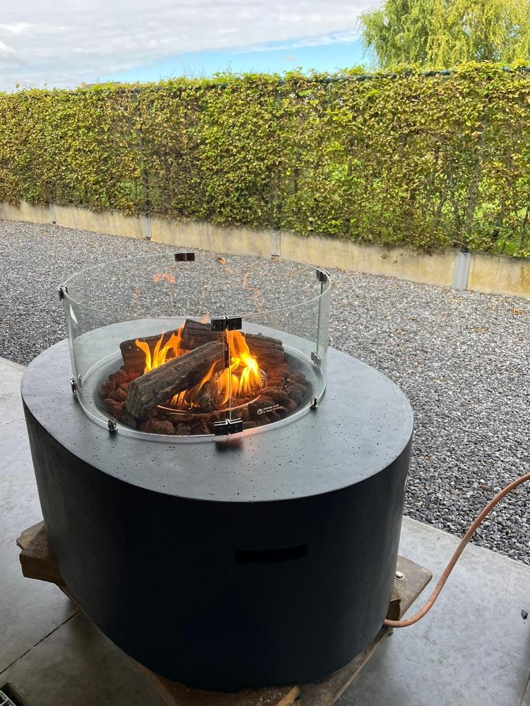 Vuurtafel Happy Cocooning met glas, Tuin en Terras, Vuurtafels, Ophalen, Zo goed als nieuw