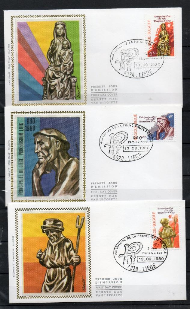 Année 1980 : FDC 1987-1989 soie - Millénaire de la Principau, Enlèvement ou Envoi