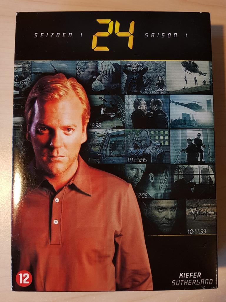 3 DVD-boxen van de tv-serie '24' met Kiefer Sutherland, Vanaf 12 jaar, Ophalen of Verzenden, Gebruikt, Actie en Avontuur