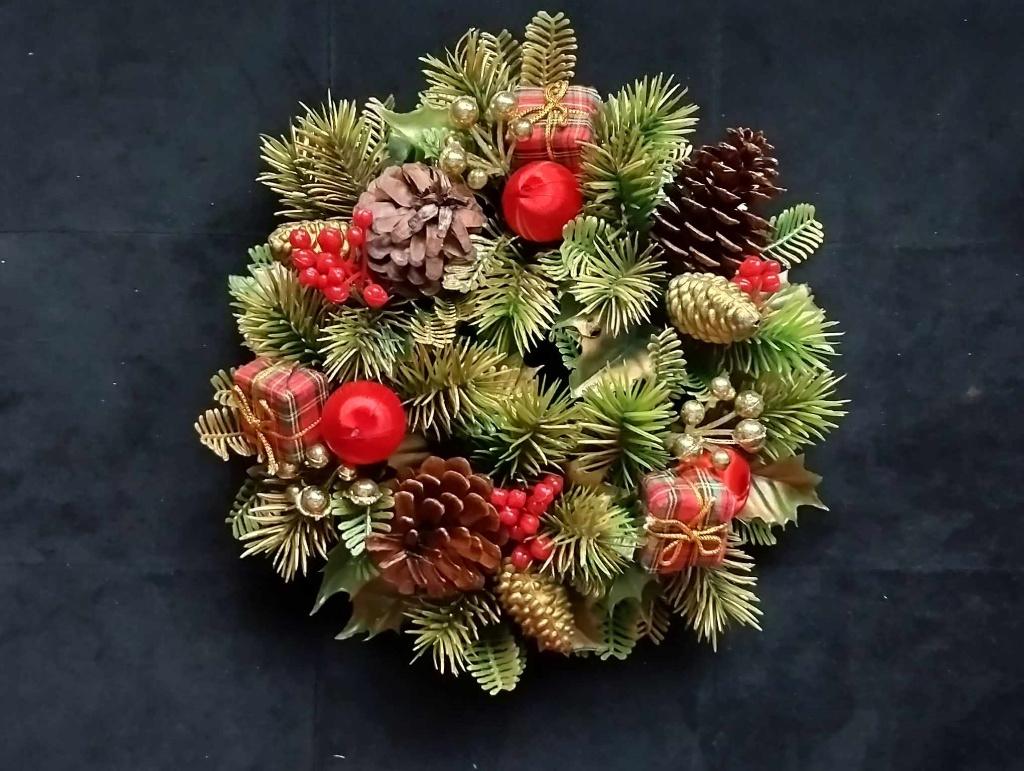 Couronne de Noël +- 22cm vintage année 90, Enlèvement