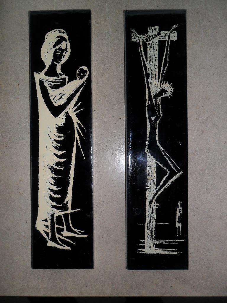 2 Keramische Tegels, Antiek en Kunst, Curiosa en Brocante, Ophalen