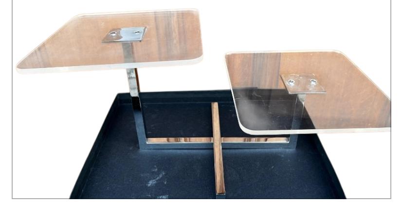 Predentoir  de vitrine en plexi et chrome, Maison & Meubles, Enlèvement, Utilisé