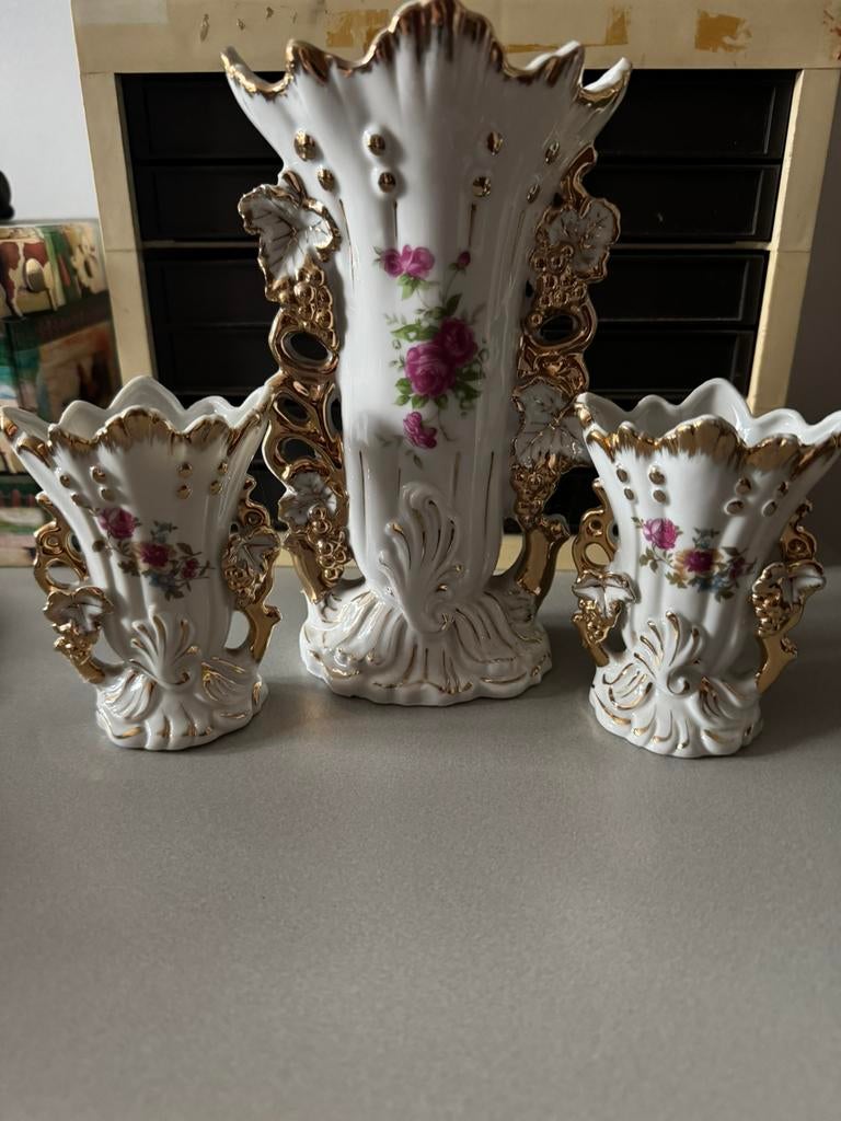 3 antieken porseleinen vazen, Antiek en Kunst, Ophalen of Verzenden