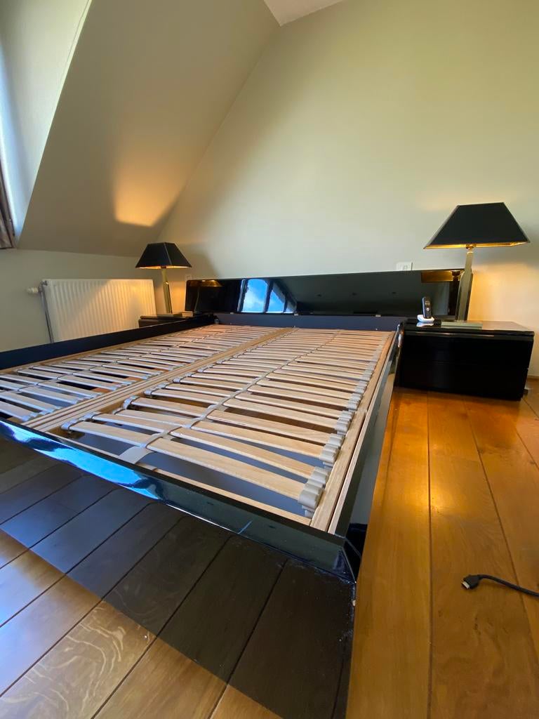 Luxe hoogglans laqué bedset (160cm x 200cm) + Lattoflex, Huis en Inrichting, Ophalen, Overige materialen, Strak, Gebruikt