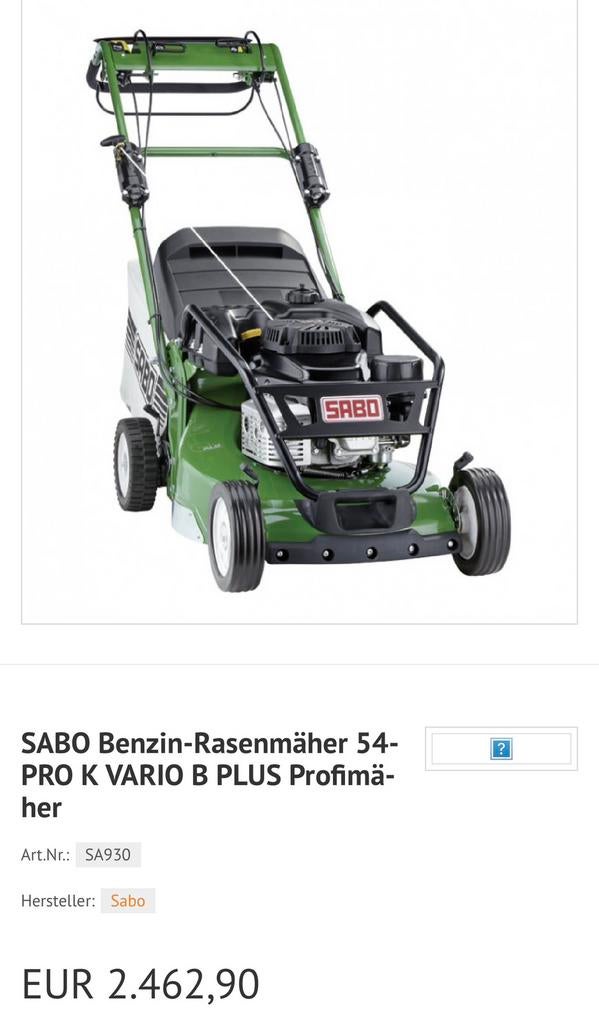A saisir! ! ! ! Tondeuse Sabo professionnelle., Tuin en Terras, Grasmaaiers, Ophalen, Zo goed als nieuw