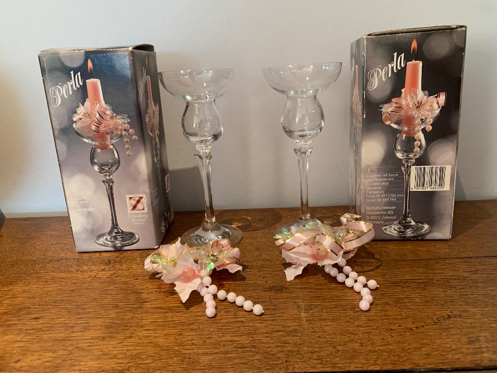 Bougeoirs en cristal vintage 1987 « Perla »- Schott-Zwiesel, Antiquités & Art, Enlèvement ou Envoi