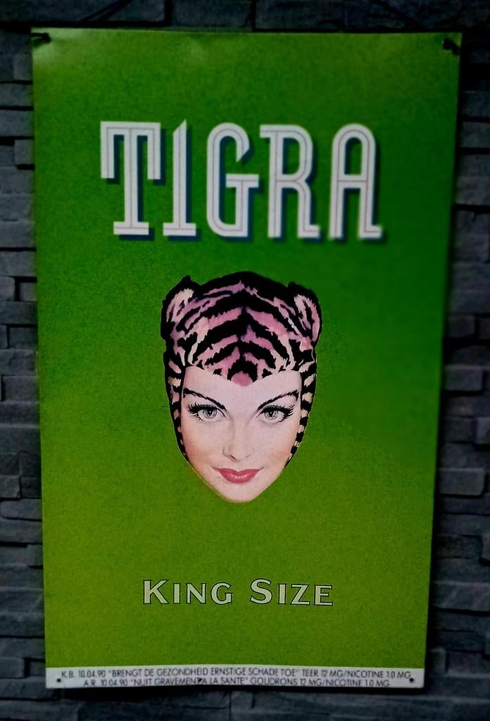 Panneau publicitaire Tigra, Collections, Marques & Objets publicitaires, Enlèvement ou Envoi, Panneau publicitaire