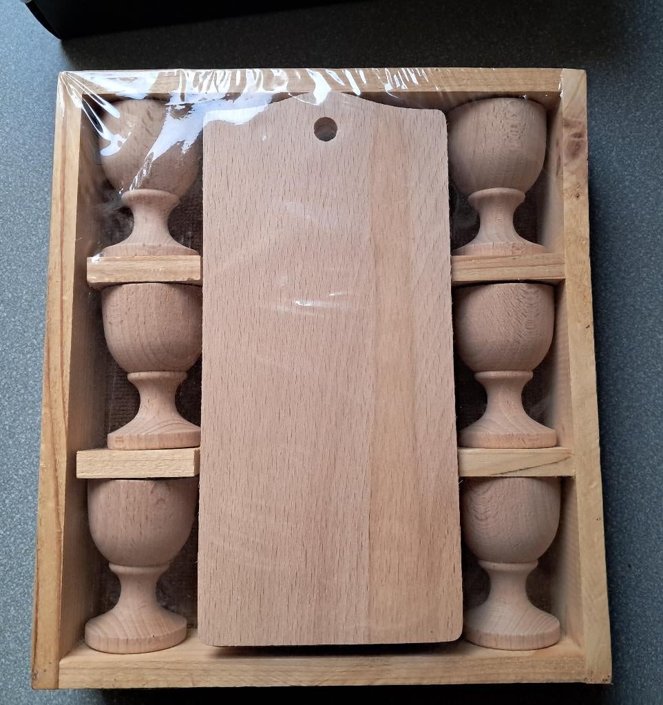 Ontbijtset, eierdopjes & broodplankjes, nieuw, Ophalen, Overige materialen, Overige typen, Nieuw