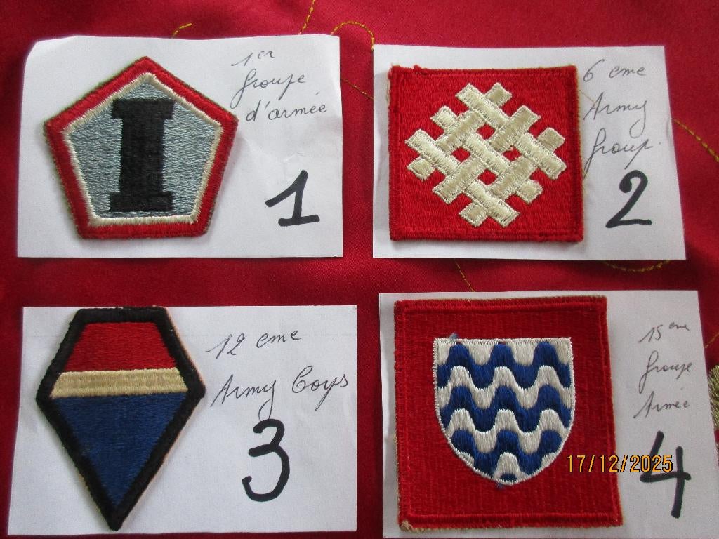 AMERIKAANSE LEGERGROEPEN PATCHEN ALLE ORIGINELE WO II, Verzamelen, Ophalen of Verzenden, Landmacht, Embleem of Badge