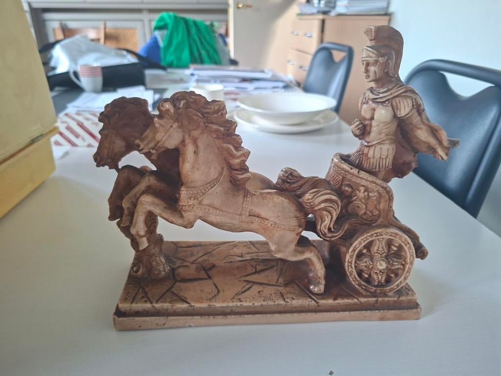 Beeld van 2 paarden met ruiter, Antiek en Kunst, Ophalen