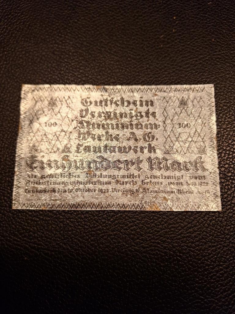 Notgeld Lautawerk, 100 Mark 1922 Vereinigte Aluminium-Werke, Postzegels en Munten, Ophalen of Verzenden