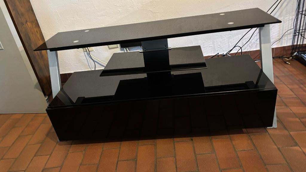 Meuble TV moderne en verre noir, 25 à 50 cm, Moins de 100 cm, 100 à 150 cm, Enlèvement