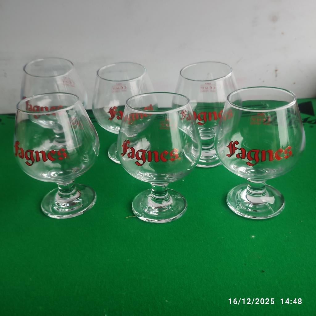 6 GALOPIN FAGNE bierglazen., Ophalen, Zo goed als nieuw, Glas of Glazen, Overige merken