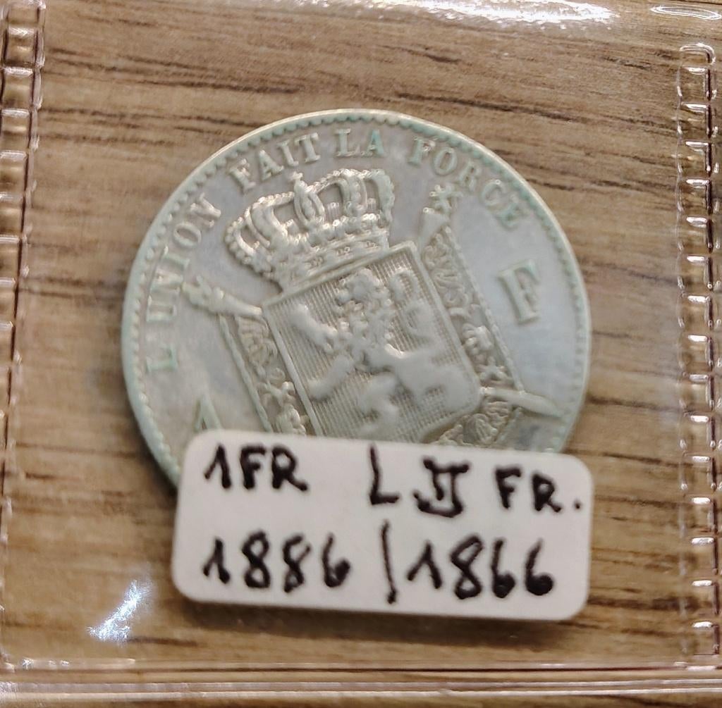 1 franc - Léopold II - type Wiener surfrappe1886 en français, Postzegels en Munten, Munten | België, Losse munt, Zilver, Zilver