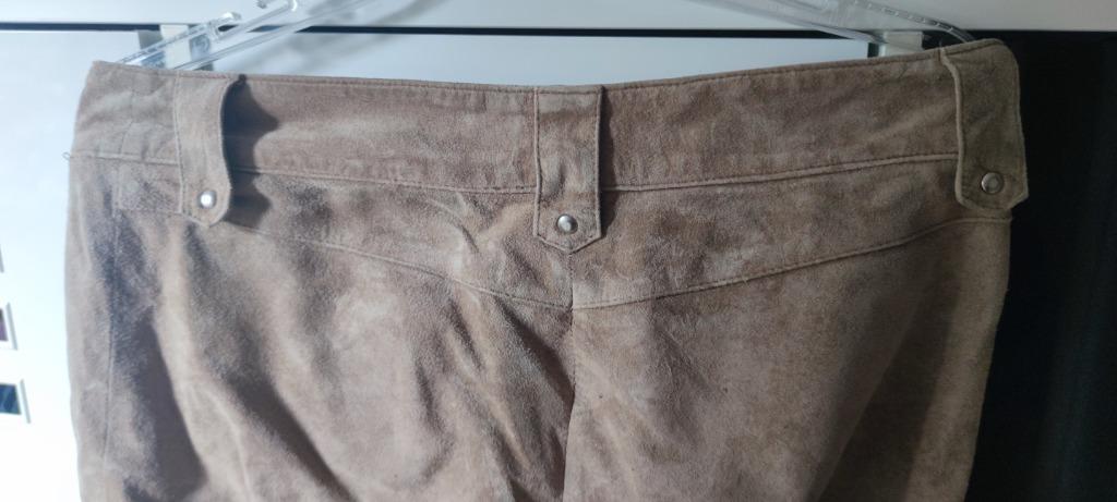 Licht Bruine lederen broek daim maat 38 echt leer geborsteld, Enlèvement ou Envoi, Porté, Taille 38/40 (M), Brun