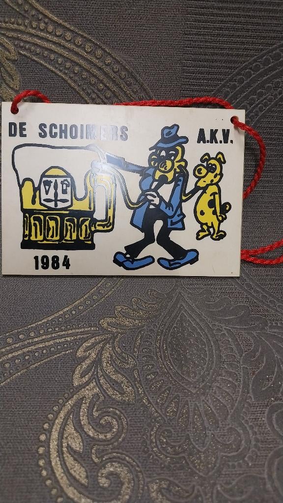 Plastieken medaille De Schoimers 1984 Aalst Carnaval Oilsjt, Ophalen of Verzenden, Overige materialen