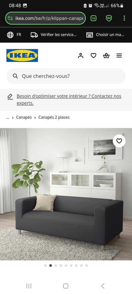 Canapé klippan, 75 à 100 cm, Enlèvement, Utilisé, Deux personnes