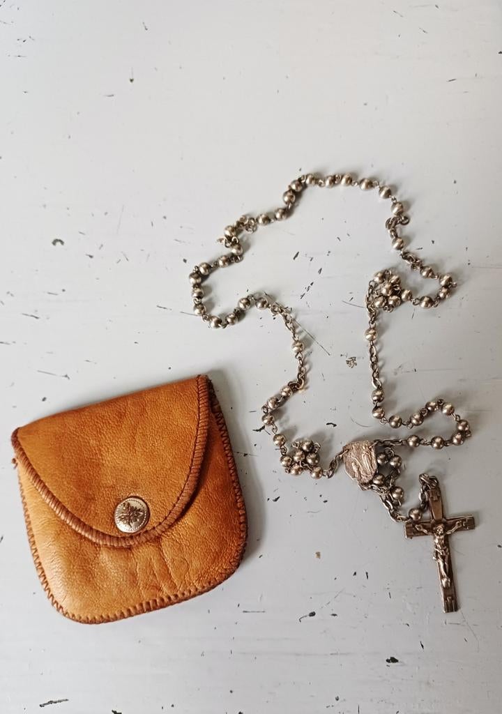 Antieke zilveren paternoster lourdes, Ophalen of Verzenden