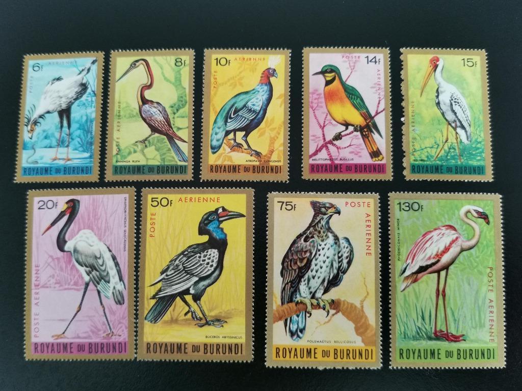 Burundi 1965 - série d'oiseaux - poste aérienne **, Enlèvement ou Envoi, Autres pays, Non oblitéré