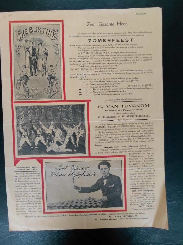 reclame kleine affiche circus - Schaarbeek, Ophalen of Verzenden, A1 t/m A3, Reclame, Rechthoekig Staand