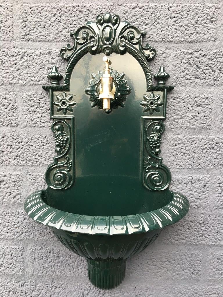 Belle fontaine murale en fonte aspect alu-vert-60 cm, Jardin & Terrasse, Enlèvement ou Envoi, Aluminium, Fontaine