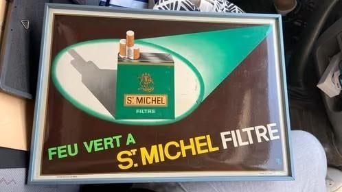 Vintage glacoide reclamebord St-Michel, Ophalen of Verzenden, Gebruikt, Reclamebord