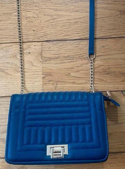Mooi blauw  handtasje met ketting, Verzenden, Zo goed als nieuw, Blauw
