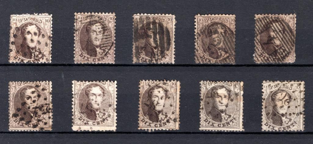 (B) 14 gestempeld 1863 - Getande medaillons (10 stuks), Postzegels en Munten, Ophalen of Verzenden, Gestempeld, Gestempeld