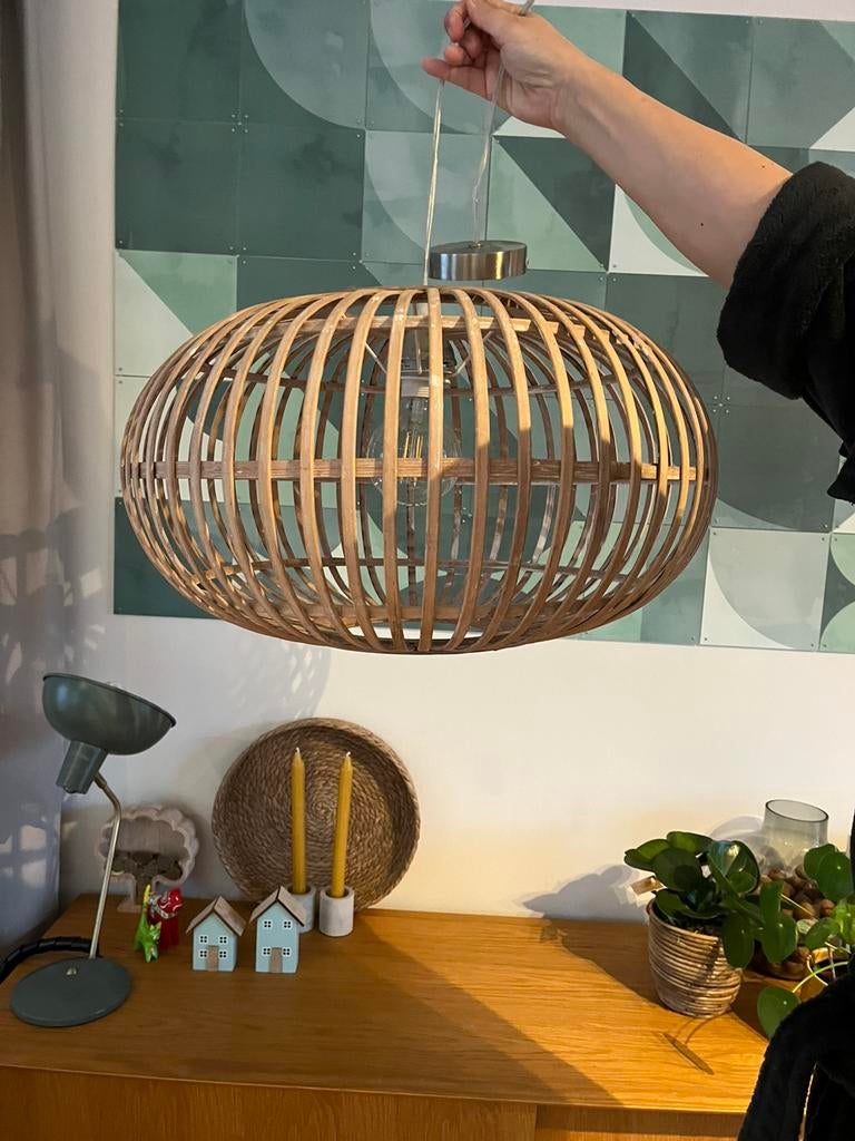 Bamboo hanglamp/ scandinavisch, Huis en Inrichting, Lampen | Wandlampen, Ophalen, Gebruikt, Overige materialen, Scandinavische stijl