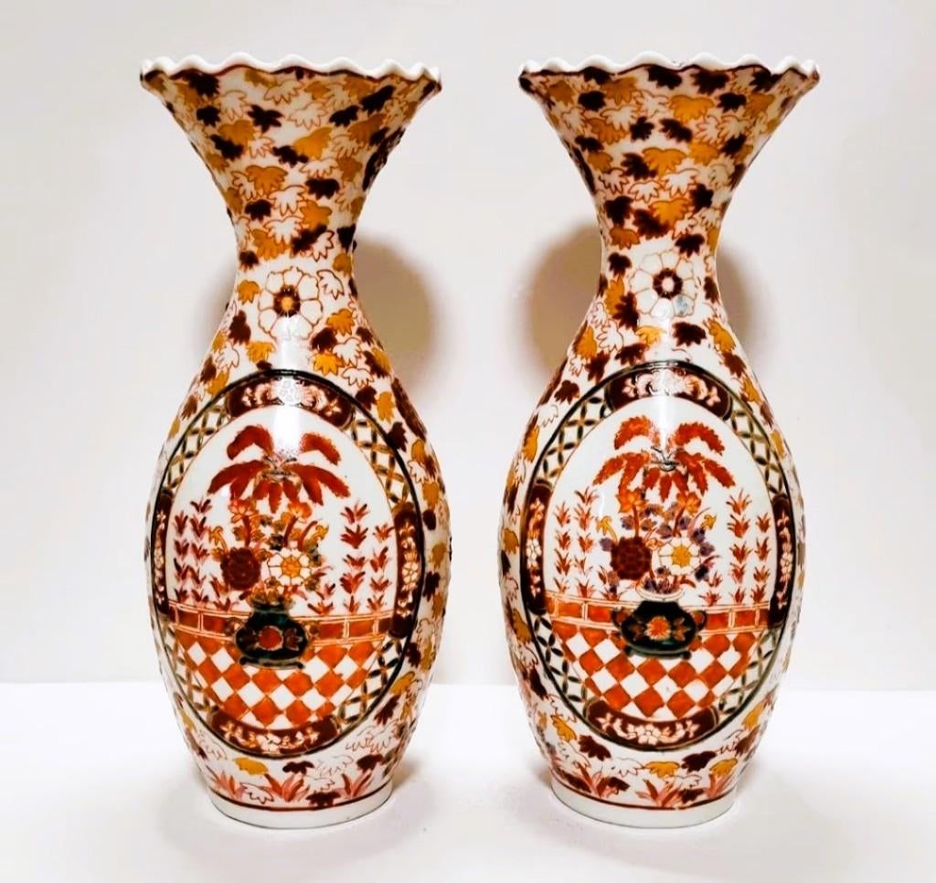 Japanse Kraagvazen in Imari porselein., Antiek en Kunst, Ophalen of Verzenden