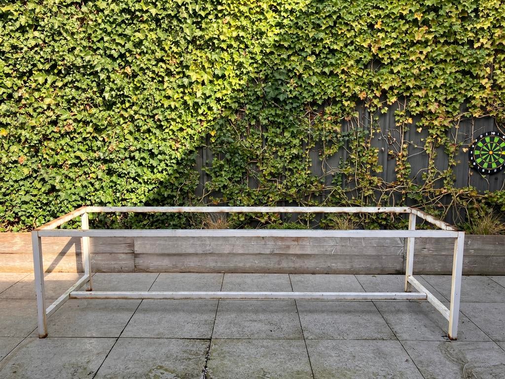 Stalen onderstel tafel 270cm, Tuin en Terras, Ophalen, Gebruikt, Vierkant, Metaal