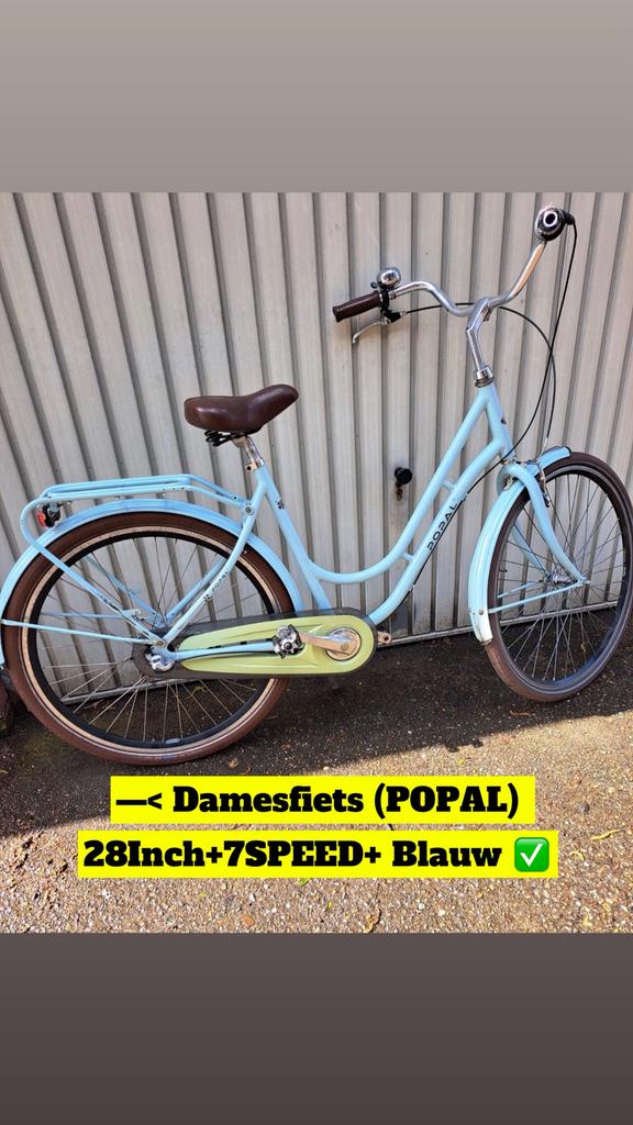 🟦’POPAL’ Damesfiets 28Inch+7SPEED+Framemaat 45Cm-/Blauw🟦, Fietsen en Brommers, Ophalen, Versnellingen