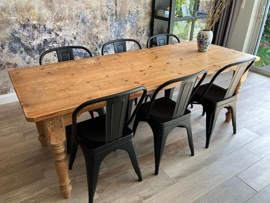 Set van 6 tolix-stijl stoelen, Huis en Inrichting, Stoelen, Ophalen, Gebruikt, Zwart, Metaal