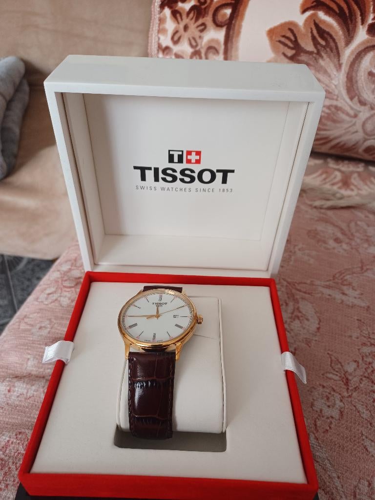 Tissot herenhorloge, Leer, Polshorloge, Nieuw, Goud