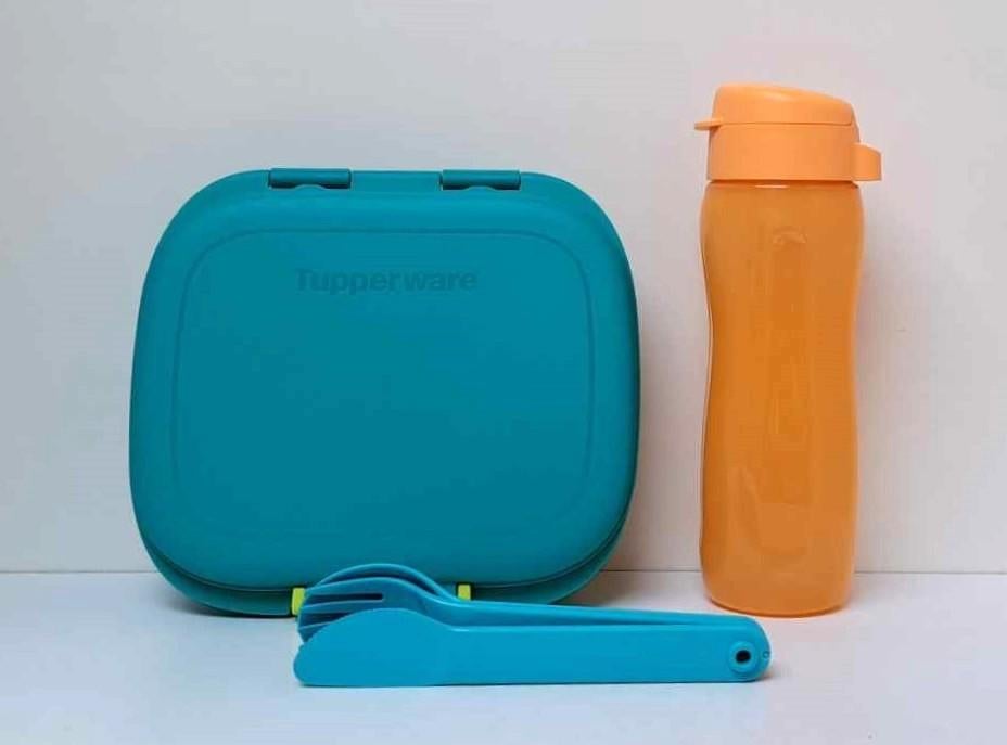 Tupperware™ « Set Déjeuner » vert - orange - bleu, Envoi, Neuf, Bleu, Boîte