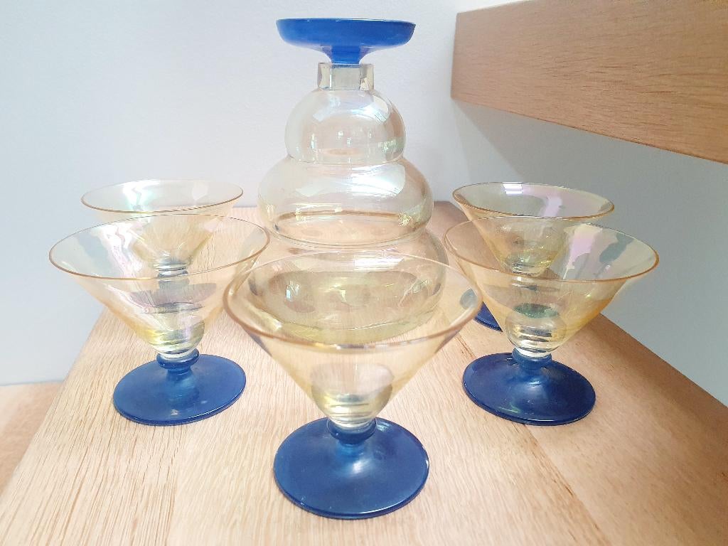 Service à alcool/liqueur en verre vintage / Murano Italy, Antiquités & Art, Antiquités | Verre & Cristal, Enlèvement ou Envoi