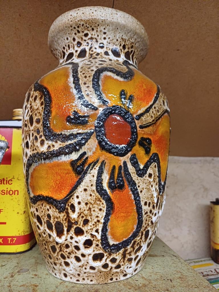 Vase vintage fleurs orange, Antiquités & Art, Enlèvement