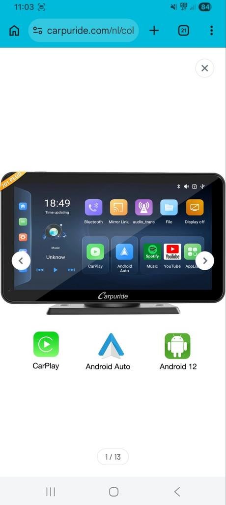 Carpuride W701 plus Android auto en Carplay, Auto diversen, Autoradio's, Ophalen of Verzenden