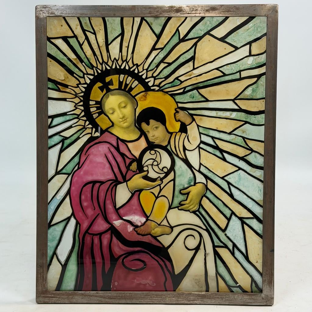 Composition moderne avec Marie et Jésus sur verre, Envoi