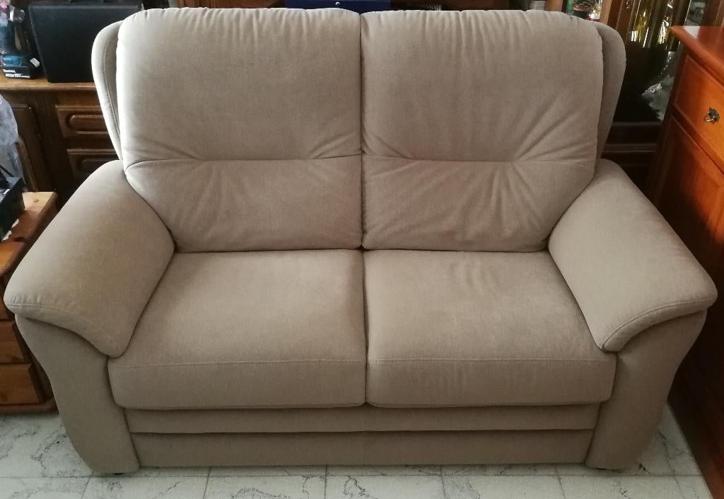 leerzit (suèdezit), Ophalen of Verzenden, Zo goed als nieuw, Tweepersoons, Rechte bank