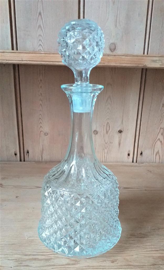 Ancienne carafe à vin avec bouchon en verre taillé, Enlèvement ou Envoi