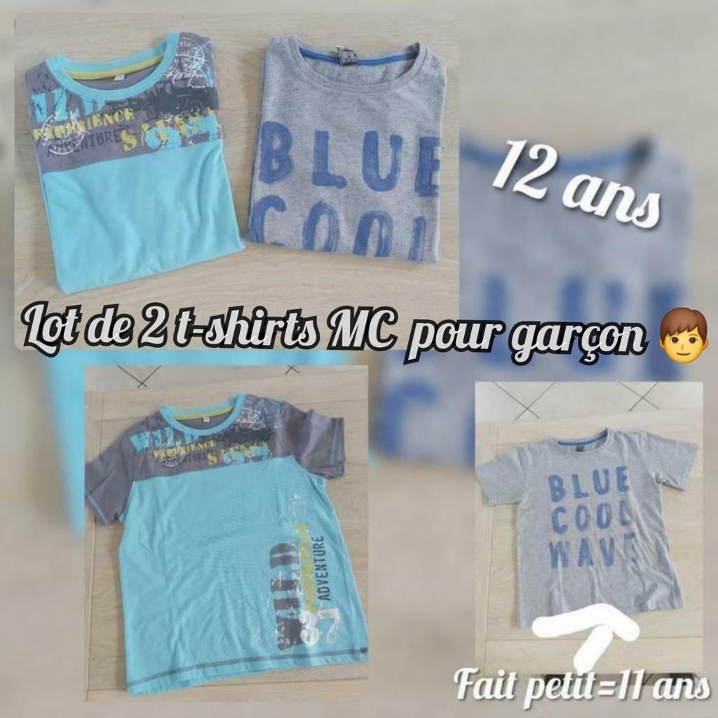 T-shirts MC pour garçon -lot de 2-T.12 ans, Enlèvement ou Envoi, Utilisé, Taille 152