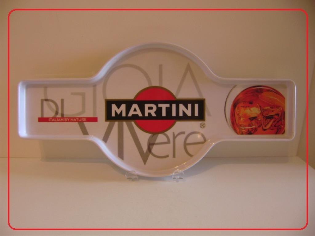 VINTAGE : XL MARTINI Advertising plateau in wit kunststof., Enlèvement, Neuf, Panneau publicitaire