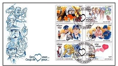 2003- FDC- FAVORIET -BRANDWEERMAN --CIVIELE BESCHERMING-, Ophalen of Verzenden