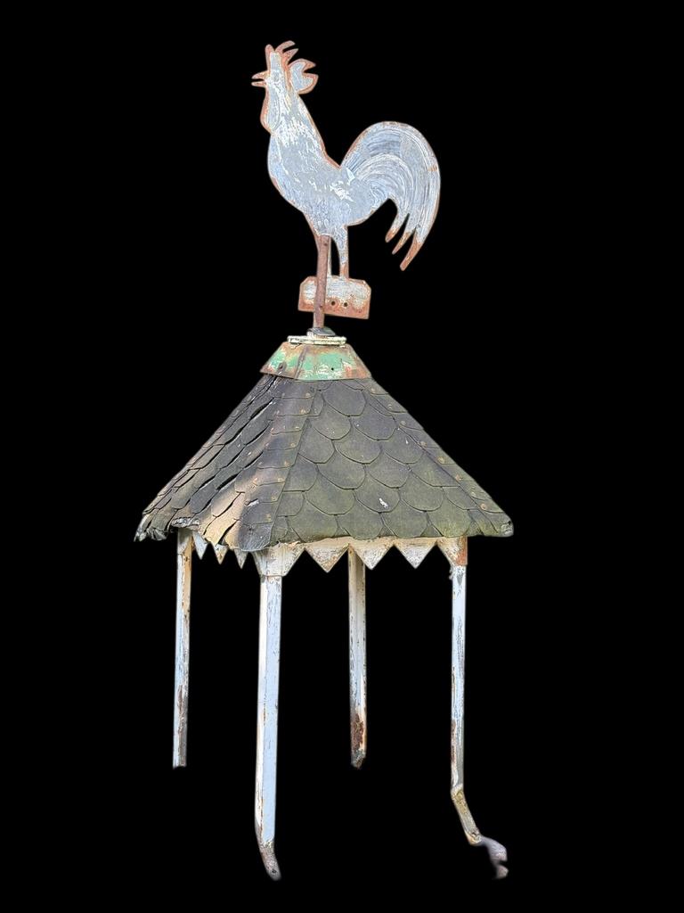 1950s Matalen Haan op Dakje, Ophalen, Gebruikt, Metaal, Dierenbeeld