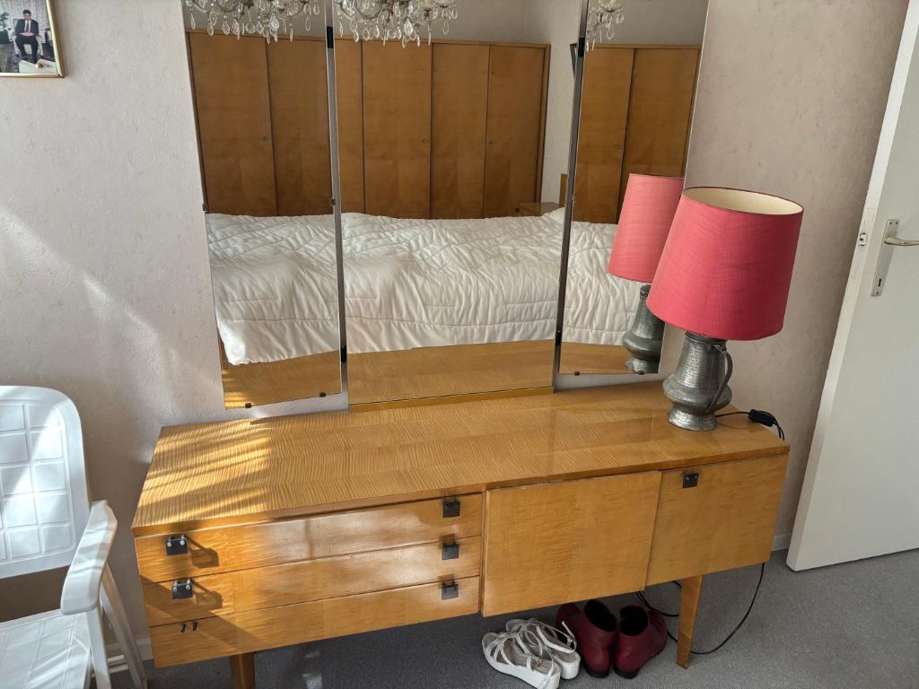 Volledige slaapkamer 'sixties' met recente lattoflex 160/200, Antiek en Kunst, Antiek | Meubels | Kasten, Ophalen