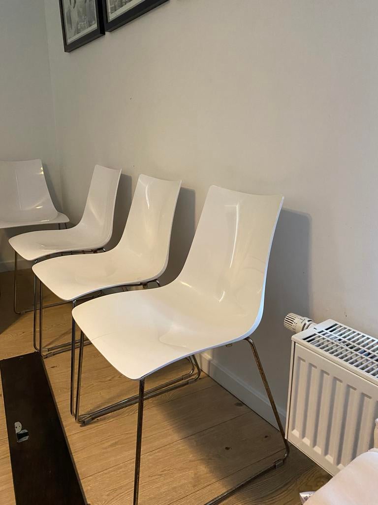 Stoelen wit polyester, Synthétique, Enlèvement, Blanc, Hedendaags