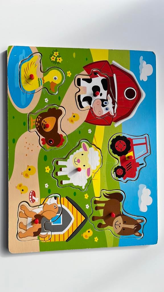Puzzle incrusté de ferme en bois, Enfants & Bébés, Enlèvement, Comme neuf