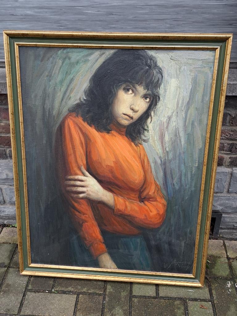 huile sur toile femme signe Octaaf MEIRESONNE, Ophalen