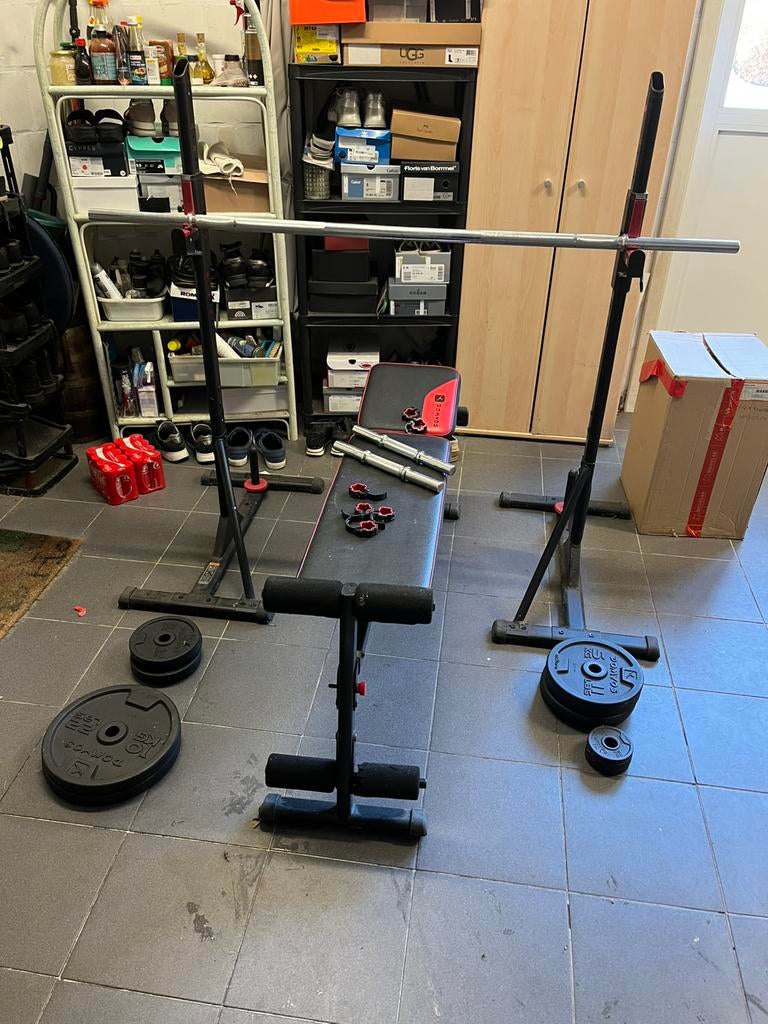 Bench Set – complete halterset met gewichten, Sport en Fitness, Fitnessmaterialen, Ophalen, Gebruikt, Halterset